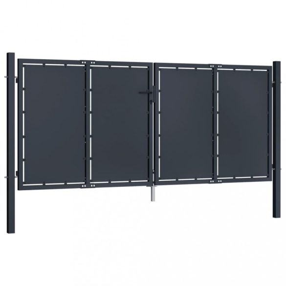 antracit színű acél kerti kapu 300 x 125 cm