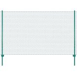 zöld acél drótkerítés tartóoszlopokkal 25 x 1,5 m