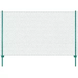 zöld acél drótkerítés tartóoszlopokkal 25 x 1,5 m