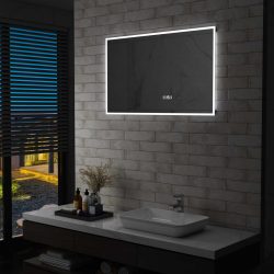   LED-es tükör érintésérzékelővel és időkijelzővel 100 x 60 cm