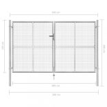 ezüstszínű horganyzott acél kertkapu 306 x 200 cm