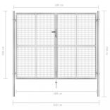 ezüst színű horganyzott acél kerti kapu 300 x 200 cm