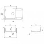 bézsszínű, egymedencés gránit mosogatótálca