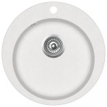 fehér, egymedencés kerek gránit mosogatótálca