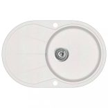 fehér, egymedencés ovális gránit mosogatótálca