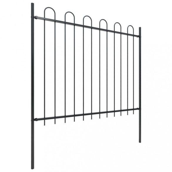 fekete BOXTEL acélkerítés karimás tetejű 181 x 150 cm