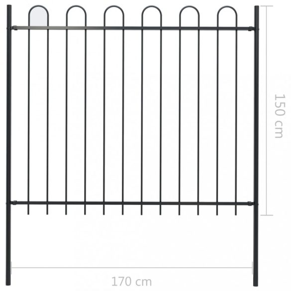 fekete BOXTEL acélkerítés karimás tetejű 181 x 150 cm