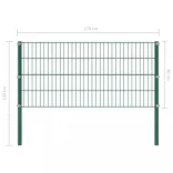 zöld vas kerítéspanel oszlopokkal 176,5 x 80 cm