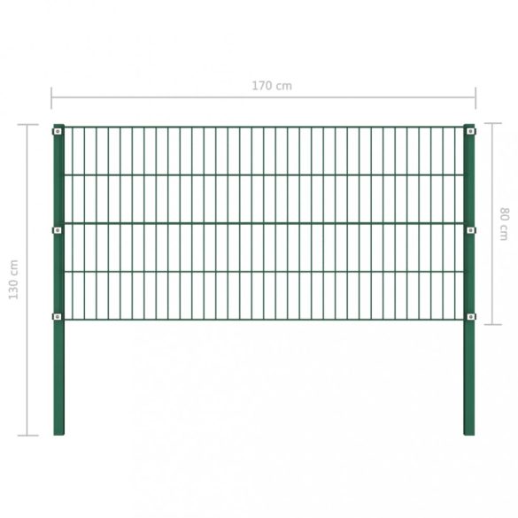 zöld vas kerítéspanel oszlopokkal 176,5 x 80 cm