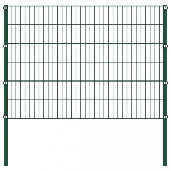zöld vas kerítéspanel oszlopokkal 176,5 x 120 cm