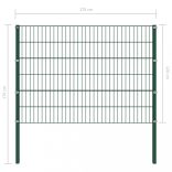 zöld vas kerítéspanel oszlopokkal 176,5 x 120 cm