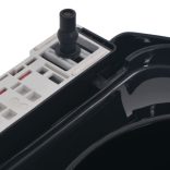 fekete gyorsan szerelhető WC-ülőke lassan csukódó fedéllel