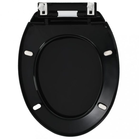fekete gyorsan szerelhető WC-ülőke lassan csukódó fedéllel