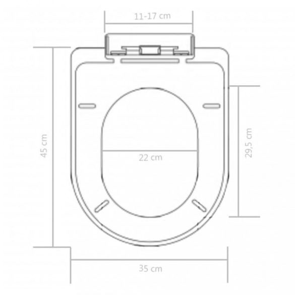 fekete gyorsan szerelhető WC-ülőke lassan csukódó fedéllel