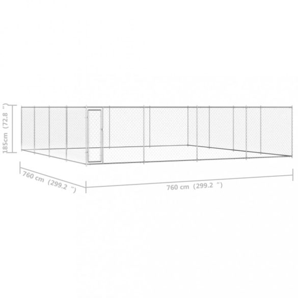 kültéri horganyzott acél kutyakennel 760 x 760 x 185 cm