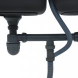 kétmedencés rozsdamentes acél mosogató szűrővel és szifonnal