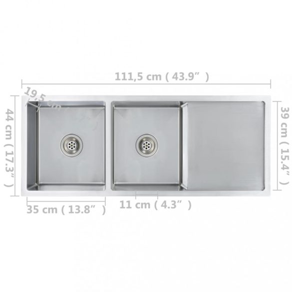 kézzel készített rozsdamentes acél konyhai mosogató