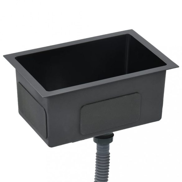 fekete kézzel készített rozsdamentes acél konyhai mosogató