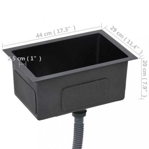 fekete kézzel készített rozsdamentes acél konyhai mosogató