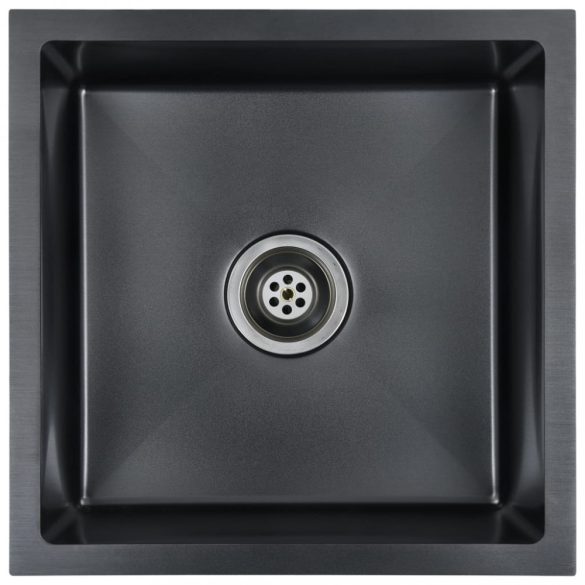 fekete kézzel készített rozsdamentes acél konyhai mosogató