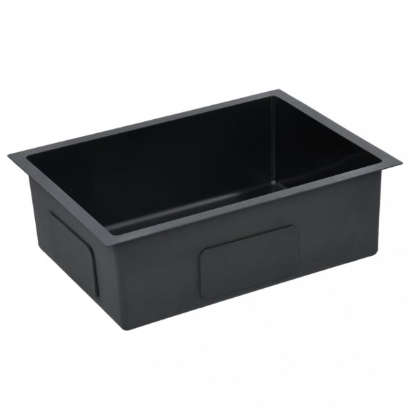 fekete kézzel készített rozsdamentes acél konyhai mosogató