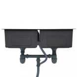 fekete kézzel készített rozsdamentes acél konyhai mosogató