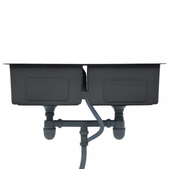 fekete kézzel készített rozsdamentes acél konyhai mosogató