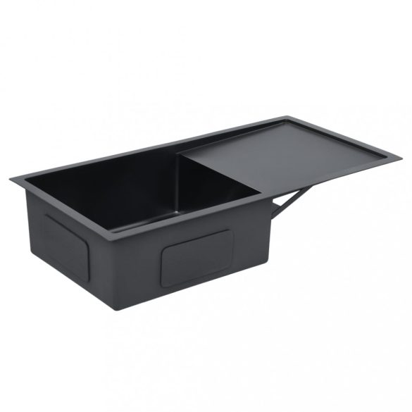 fekete kézzel készített rozsdamentes acél konyhai mosogató