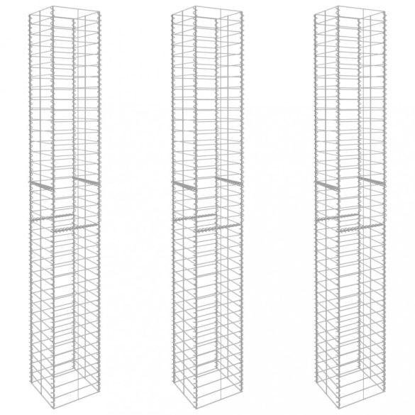 3 darab horganyzott acél gabion kosár 25 x 25 x 197 cm