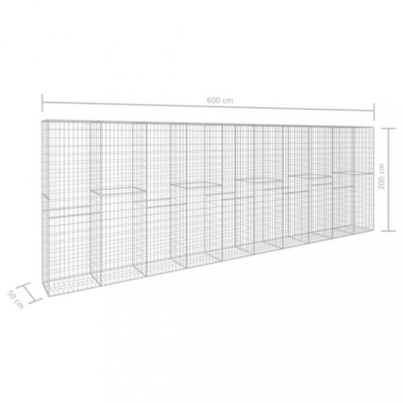 horganyzott acél gabion fal fedéllel 600 x 50 x 200 cm