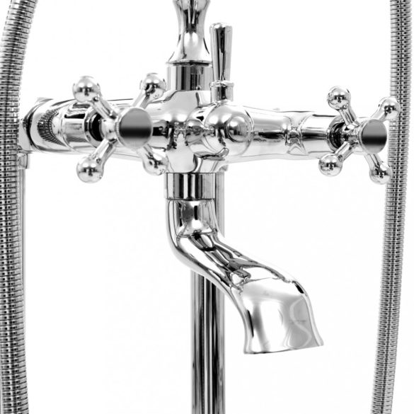 ezüstszínű szabadon álló acél kádtöltő csaptelep 99,5 cm