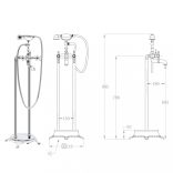 ezüstszínű szabadon álló acél kádtöltő csaptelep 99,5 cm