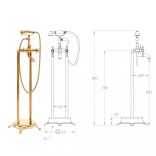 aranyszínű szabadon álló acél kádtöltő csaptelep 99,5 cm