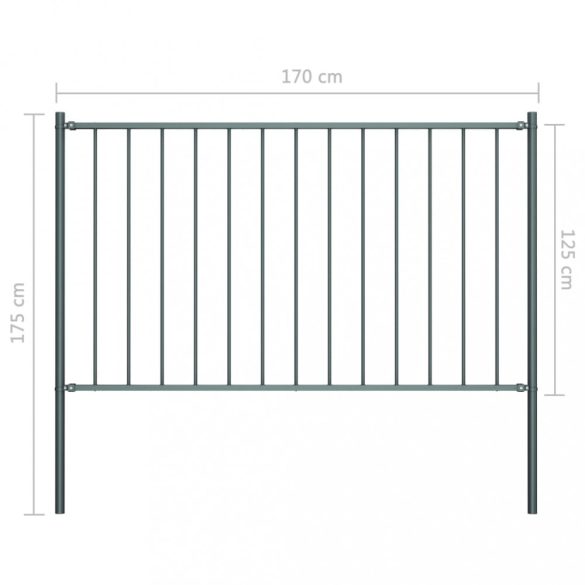 antracitszürke acél kerítéspanel Woerden oszlopokkal 1,7 x 1,25 m