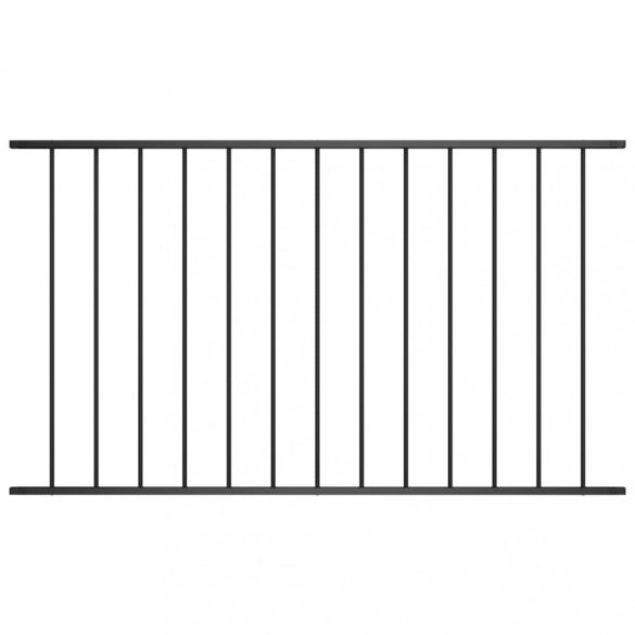 fekete porszórt acél kerítéspanel 1,7 x 1,25 m