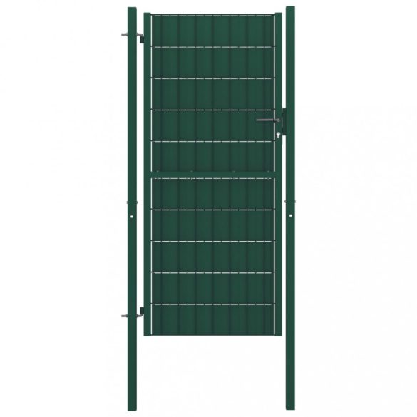 zöld PVC és acél kerítéskapu 100 x 124 cm