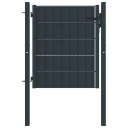 antracitszürke PVC és acél kerítéskapu 100 x 81 cm