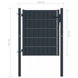 antracit PVC és acél kerítéskapu 100 x 81 cm