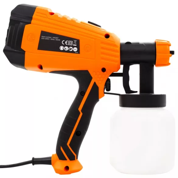 elektromos festékszóró pisztoly 3 szórófejjel 500 W 800 ml