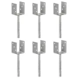 6 db ezüstszínű horganyzott acél kerítéshorgony 8 x 6 x 30 cm