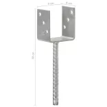 6 db ezüstszínű horganyzott acél kerítéshorgony 9 x 6 x 30 cm