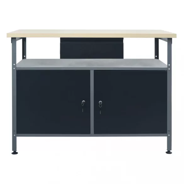 fekete acél munkapad 120 x 60 x 85 cm