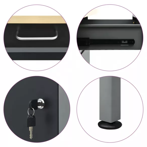 fekete acél munkapad 160 x 60 x 85 cm