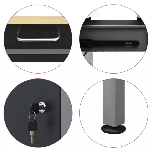 fekete acél munkapad 160 x 60 x 85 cm