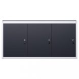 szürke és fekete ipari stílusú fém fali szerszámos szekrény