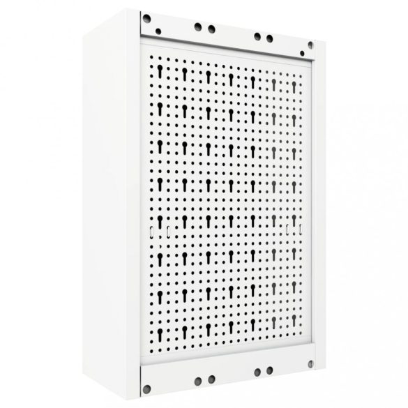 szürke és fekete ipari stílusú fém fali szerszámos szekrény