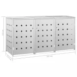 rozsdamentes acél tároló három gurulós szemeteskukához 240 L