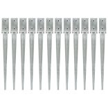 12 db ezüstszínű horganyzott acél kerítéstüske 7 x 7 x 75 cm