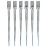 6 db ezüstszínű horganyzott acél kerítéstüske 7 x 7 x 90 cm