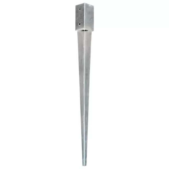 6 db ezüstszínű horganyzott acél kerítéstüske 7 x 7 x 90 cm